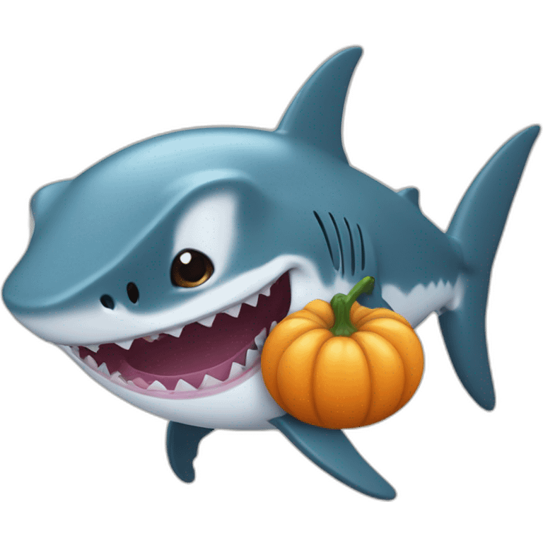 baby Shark qui mange une citrouille emoji