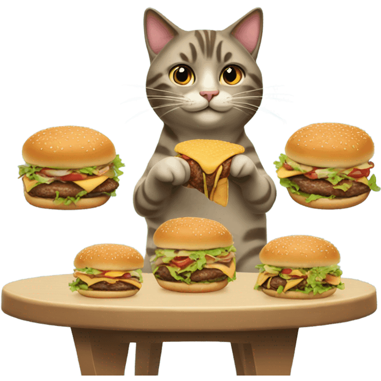 Cats eating burgers emoji