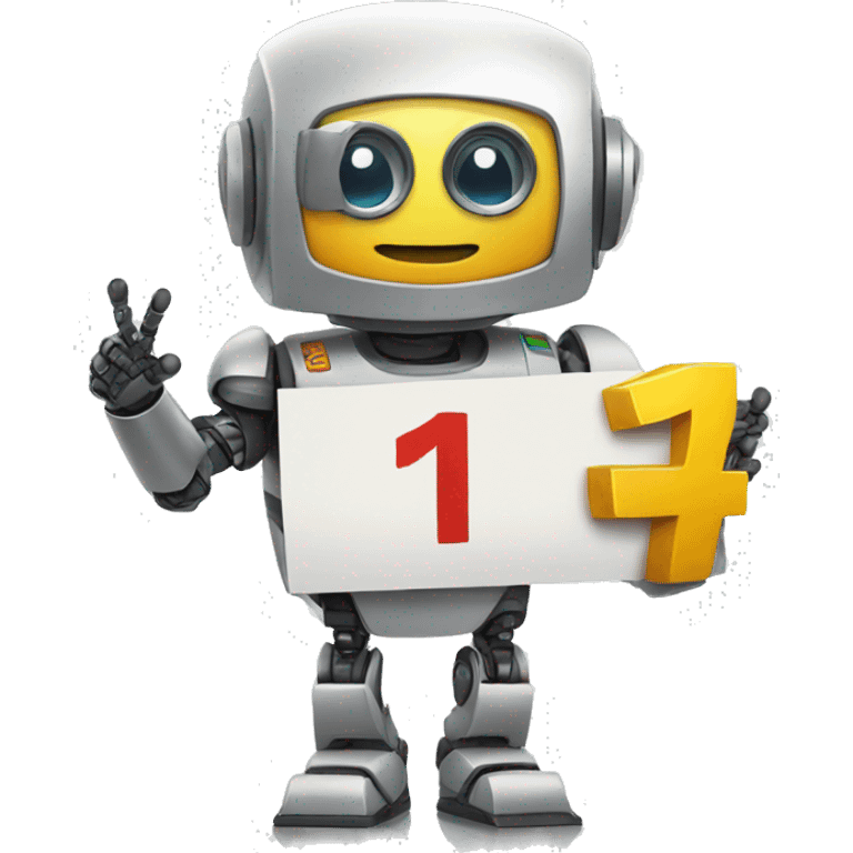 ROBO HOLDING A SIGN WRITTEN NUMBER ONE emoji