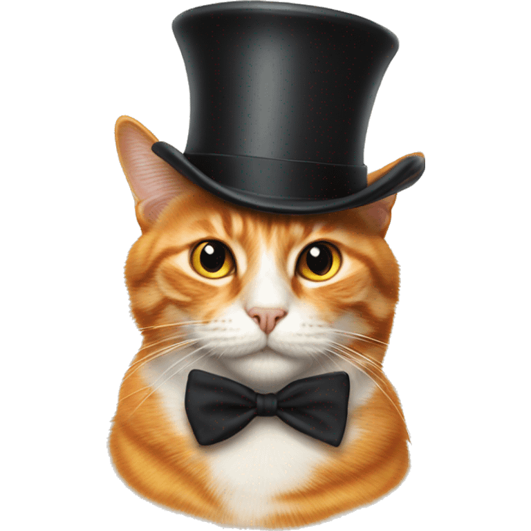 hyper realistic orange cat with a top hat  emoji