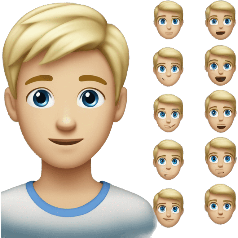 13 year old boy blond short hair blue eyes  long taper some freckles oval faces emoji