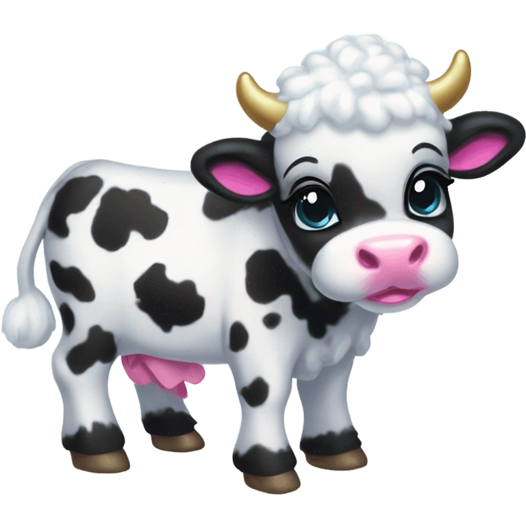 Lisa frank Christmas fluffy baby cow emoji