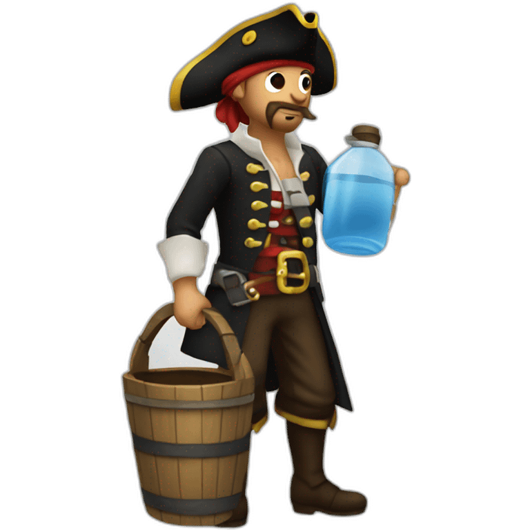 A pirate sending the water he has in a bucket far away emoji