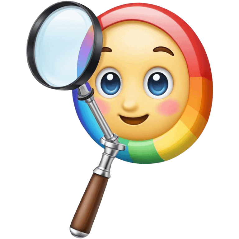 A rainbow holds a magnifier emoji