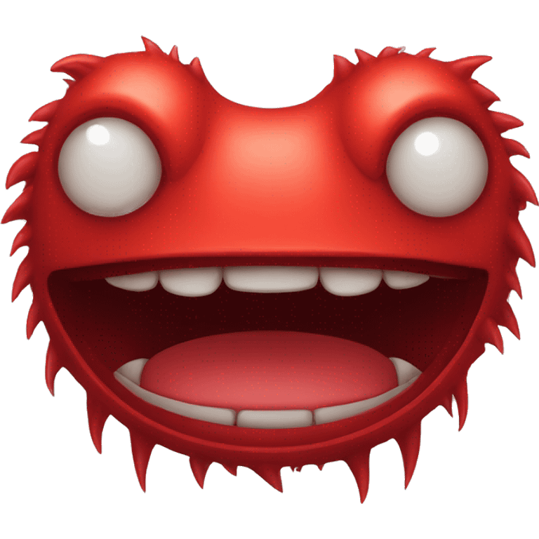 A round red monster with one eye smiling emoji