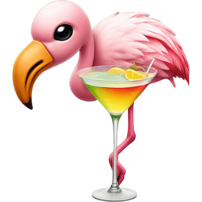 Flamingo with a martini  emoji