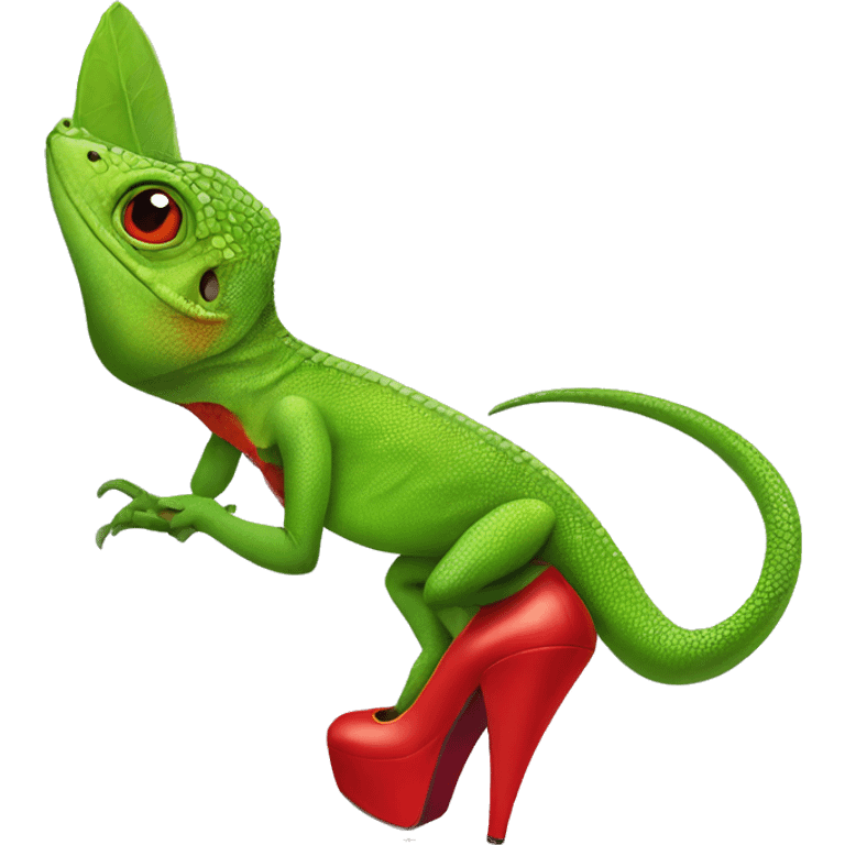 lizard wearing red high heels emoji