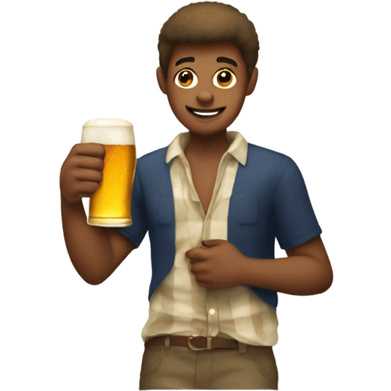 Frat boy with deer legs drinking beer emoji