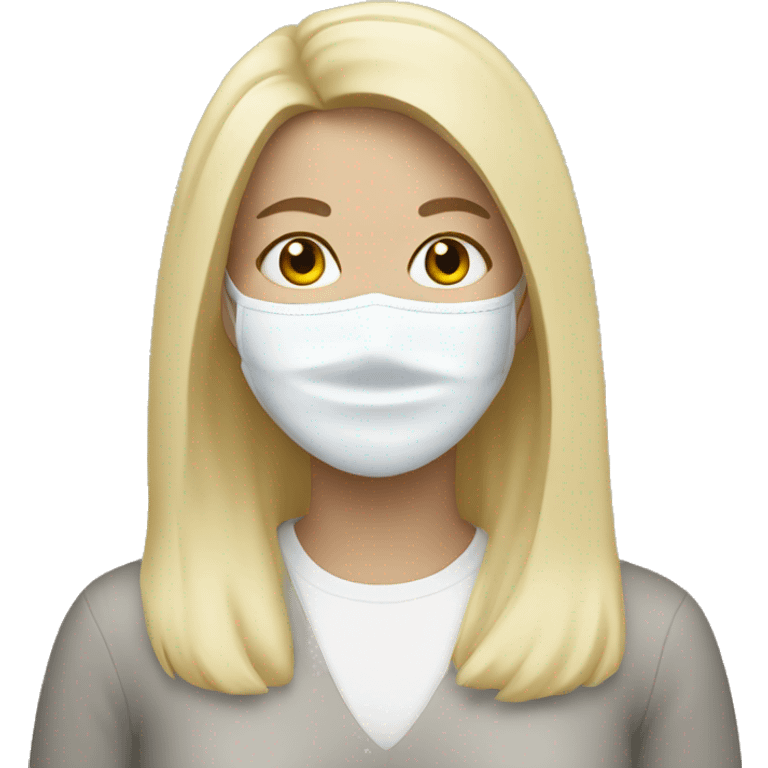 blonde woman with white face mask emoji