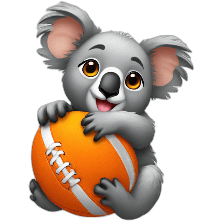 Koala with orange rugbyball emoji