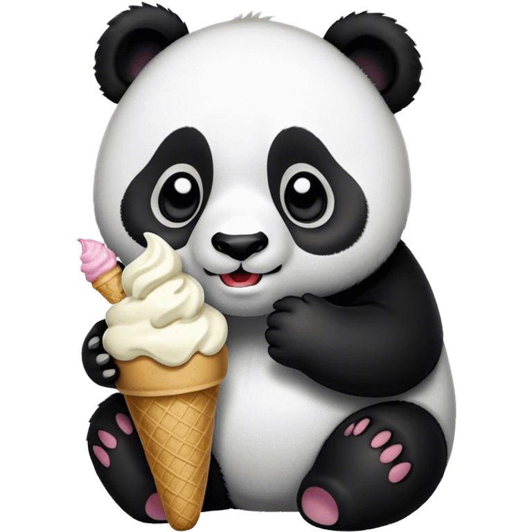 Panda eating ice cream emoji