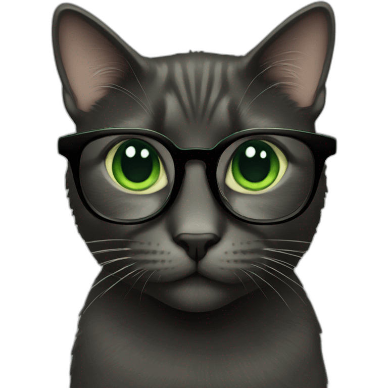 blck cat green eye glasses emoji