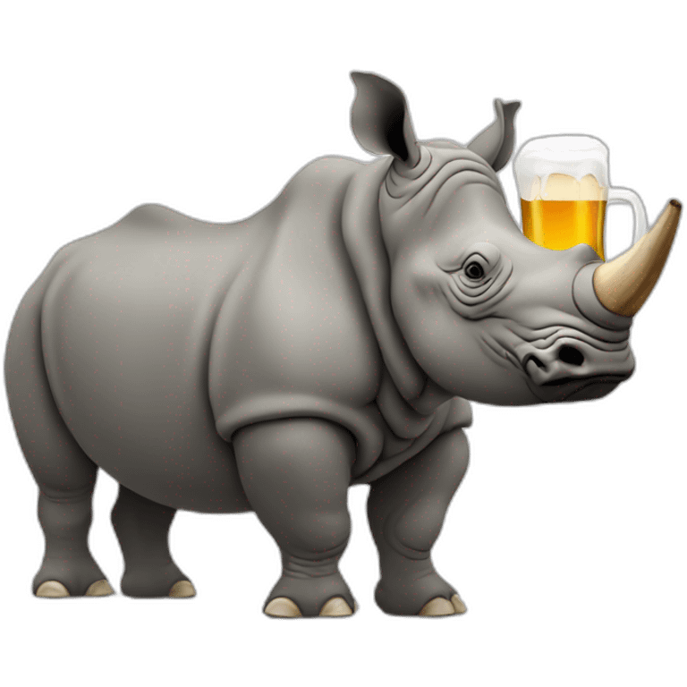 A rhino drinking beer emoji