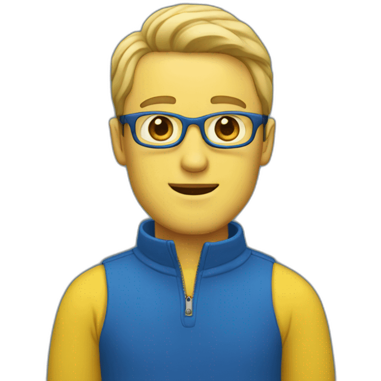 White Man in blue and yellow sweater emoji