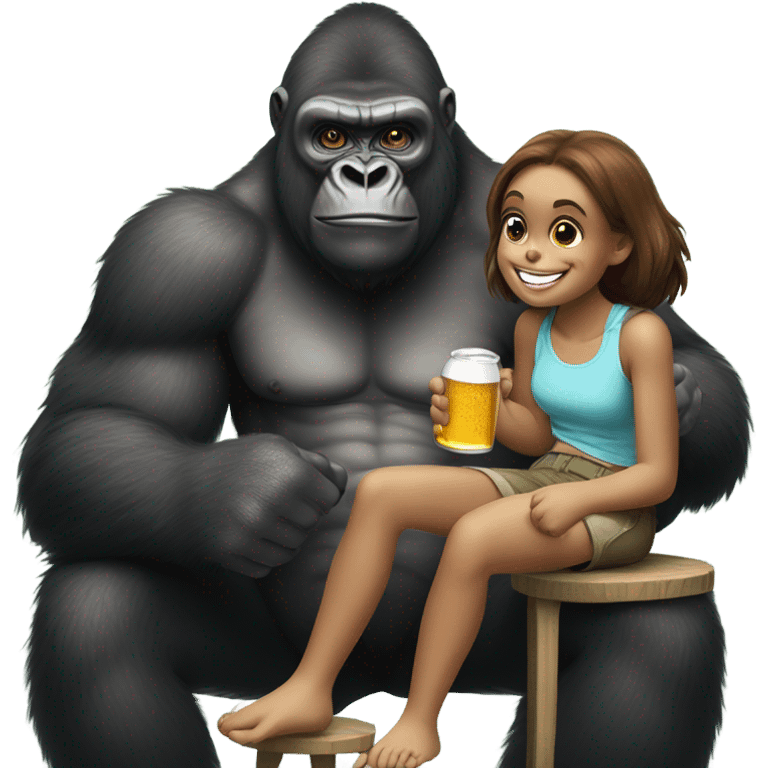 Buff Gorilla drinking beer with a girl emoji