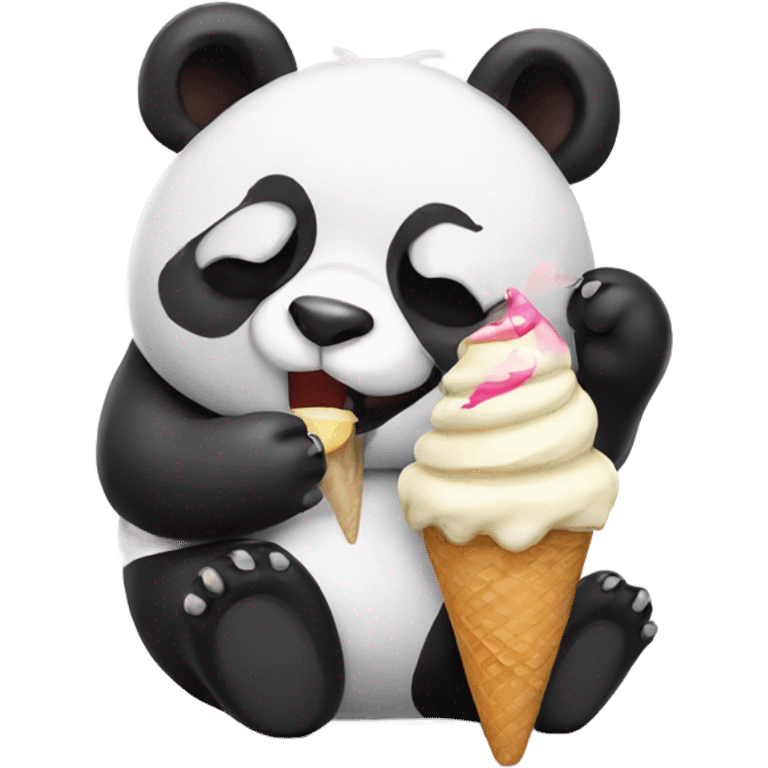 Panda eating ice cream emoji