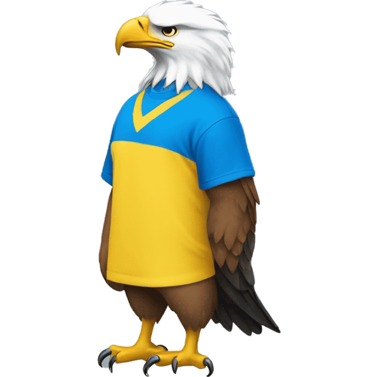 a eagle dressing a yellow and blue t-shirt  emoji