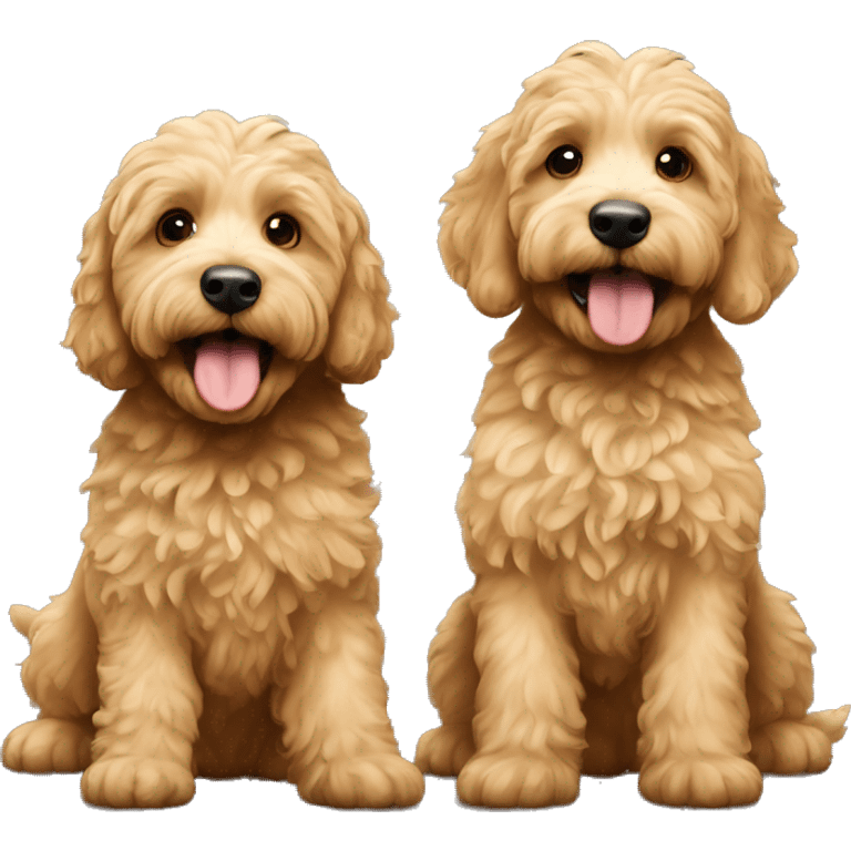 two golden labradoodles playing emoji