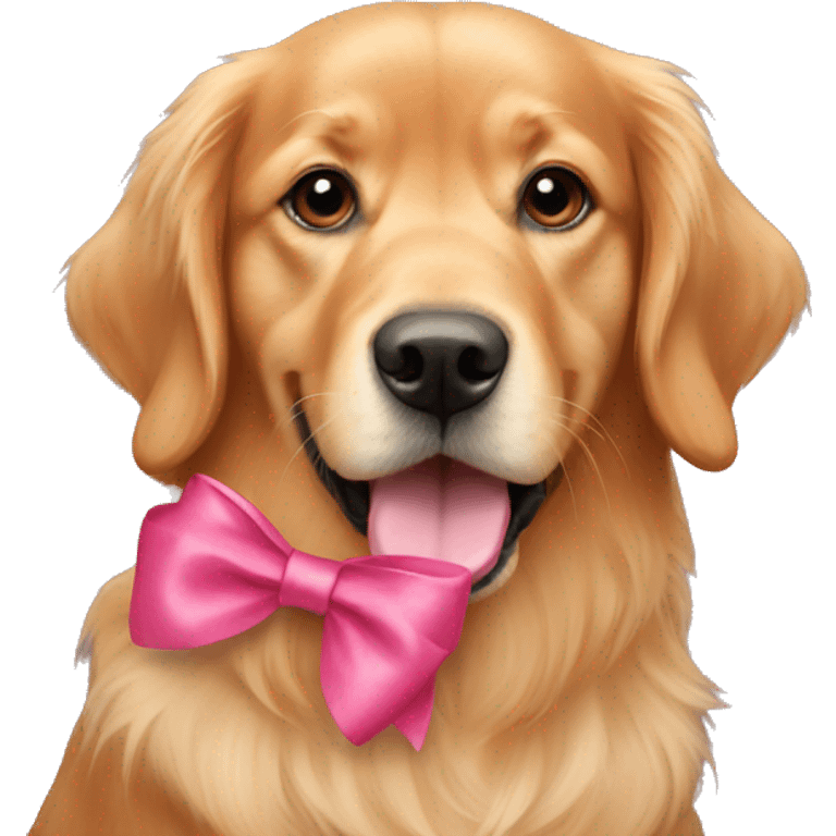 Red golden retriever with pink bows emoji