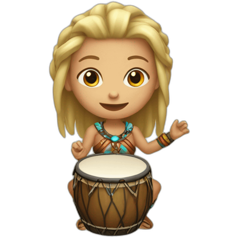 Blond female shaman playing drum emoji