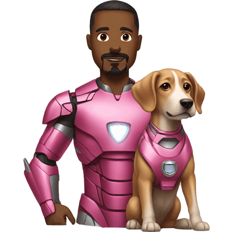 Pink Iron Man with dog emoji