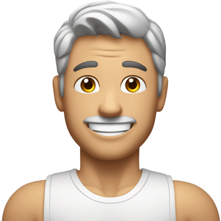 white muscle guy hands behind head smiling emoji