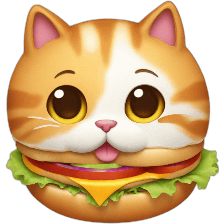 cat eating a burger emoji