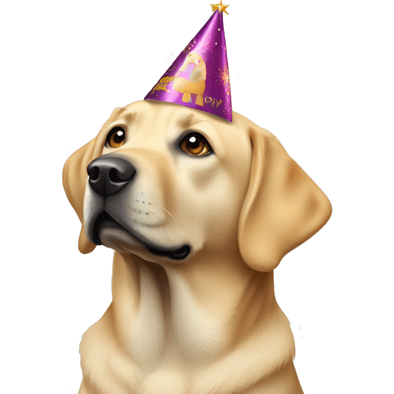 Labrador wearing new years eve Party hat emoji