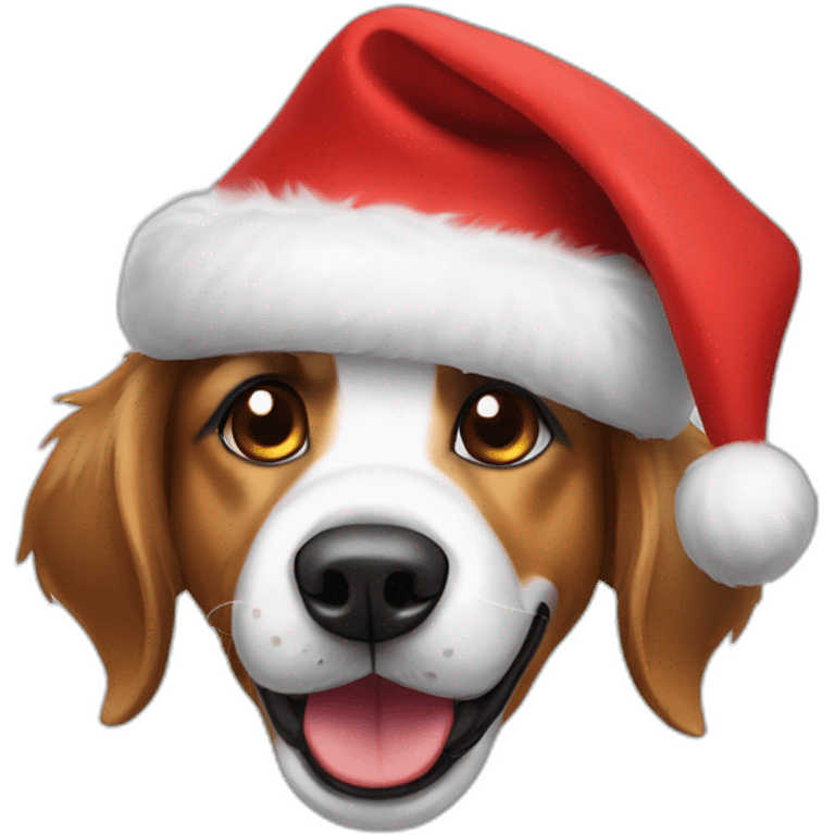 furry happy dog with christmas hat emoji