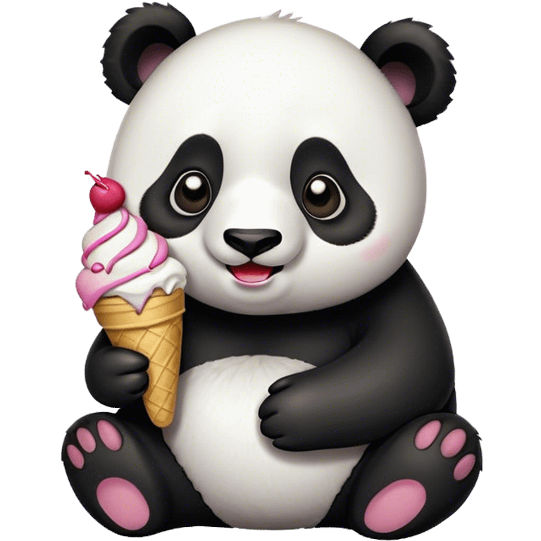 Panda eating ice cream emoji