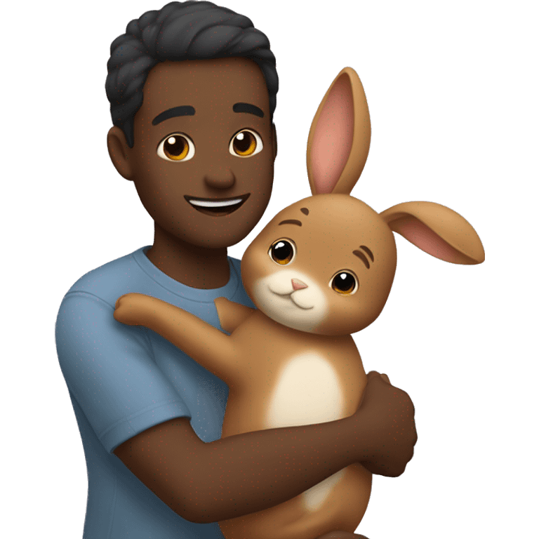 me hug with brown bunny emoji