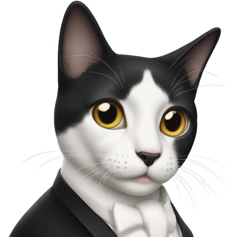 Tuxedo cat with white mustache  emoji