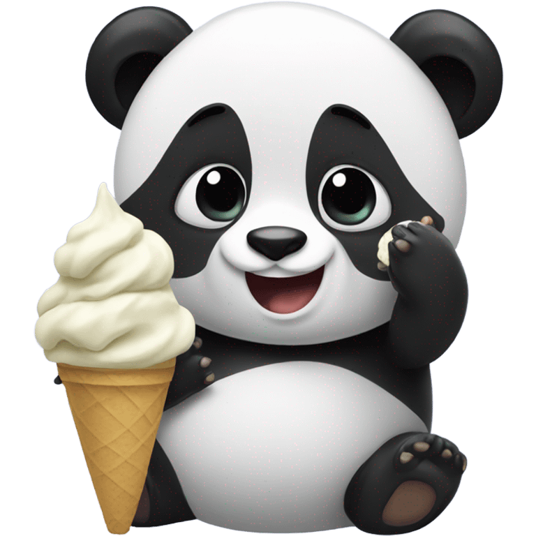 Panda eating ice cream emoji