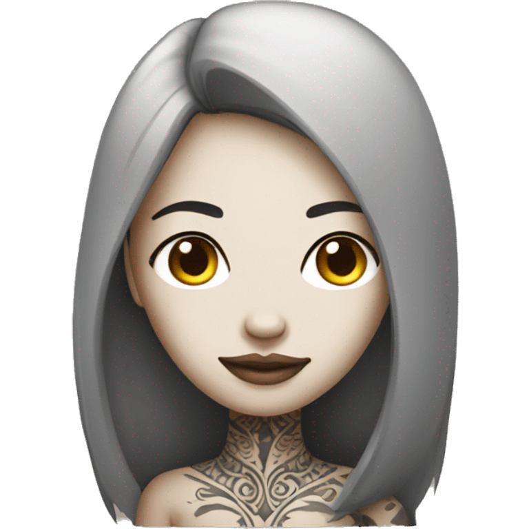 Half Indonesian half Dutch woman with long dark and tattoos  emoji