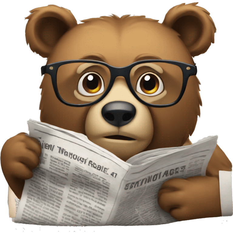 bear wearing glasses reading newspaper emoji