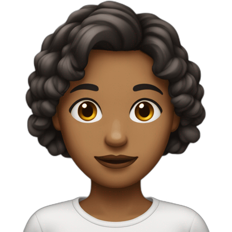 Une fille, cheveux très courts brun yeux noir tache de rousseur emoji