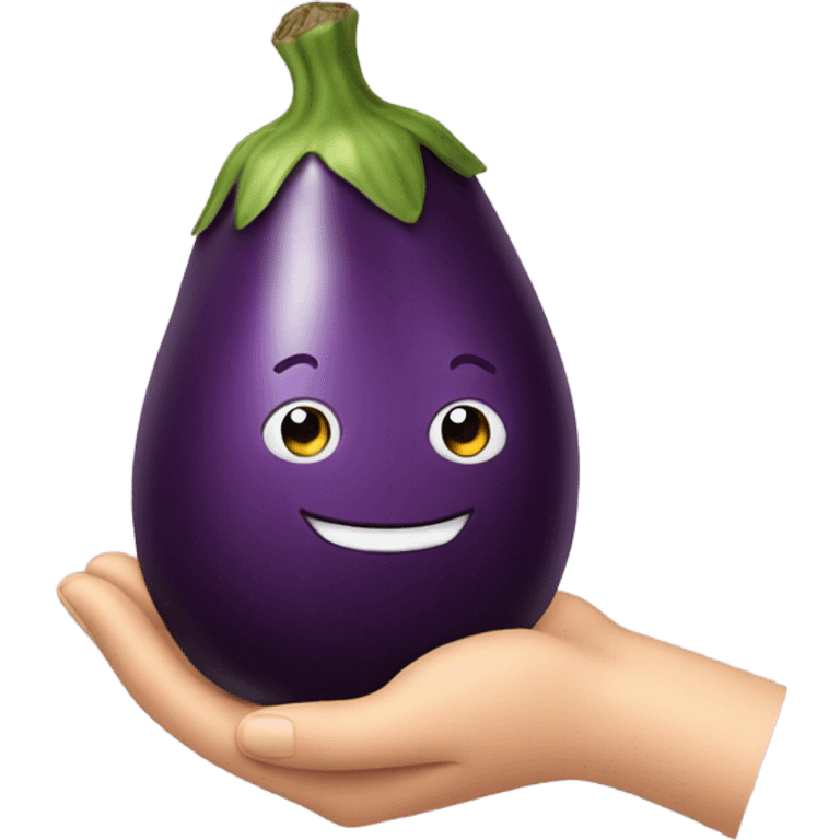 Eggplant and hand emoji