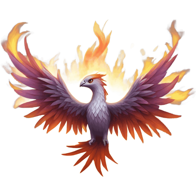 A phoenix rising from the ashes but very dainty and whimsical  emoji