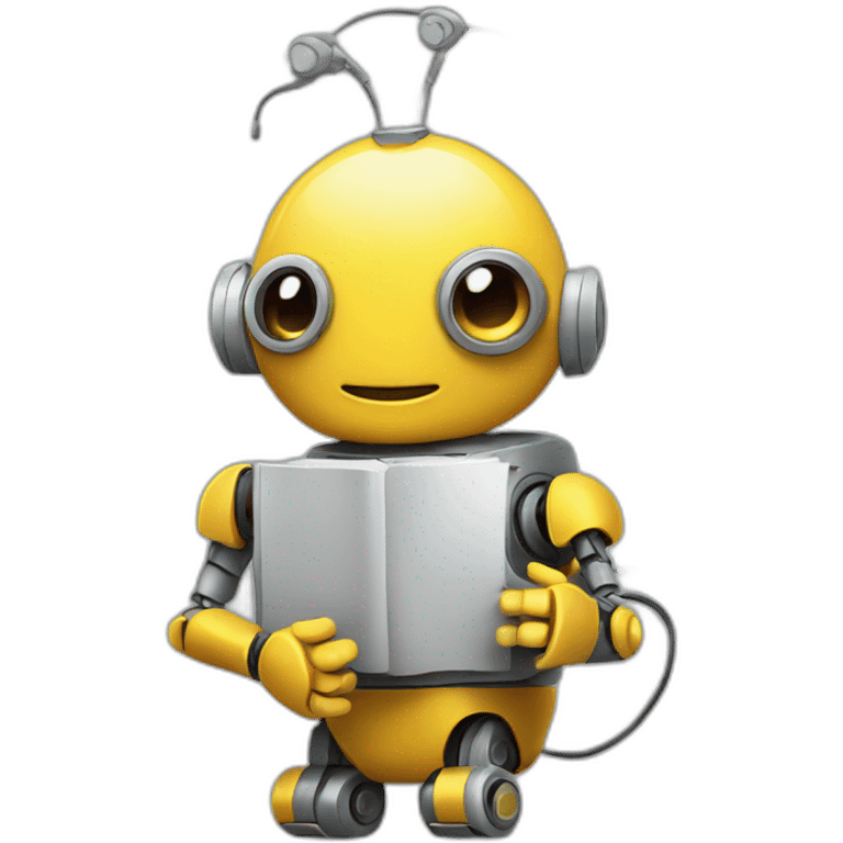 robot with antena reading stories emoji