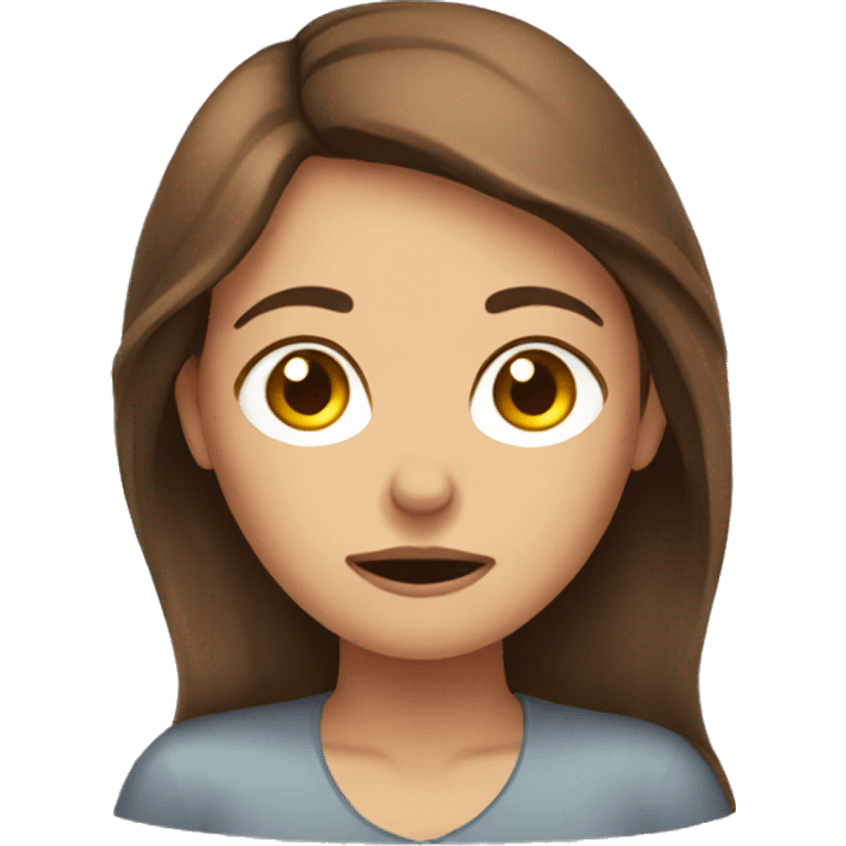 Exhausted brown haired girl emoji