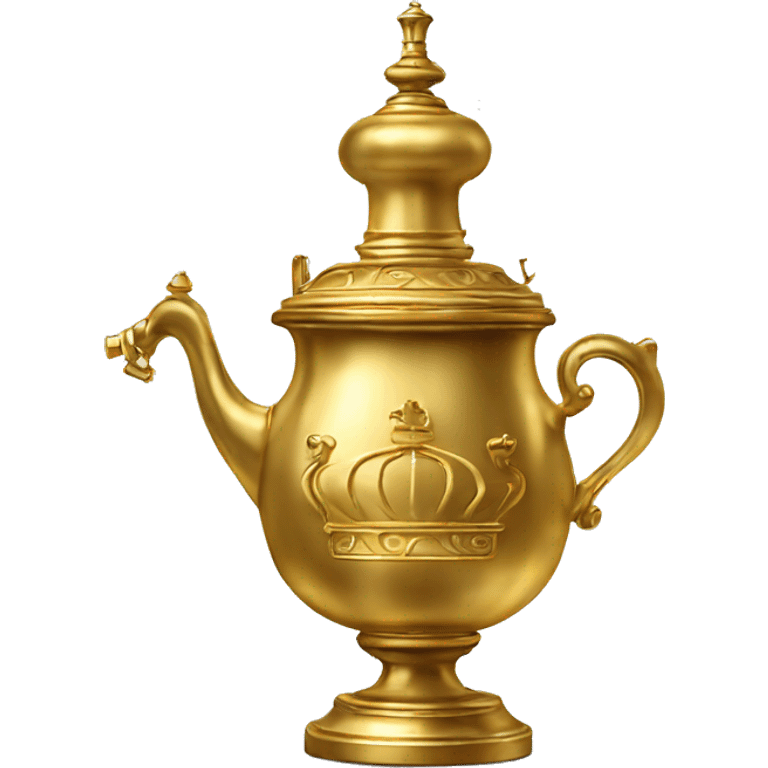 Golden royal samovar with baranki on a side  emoji