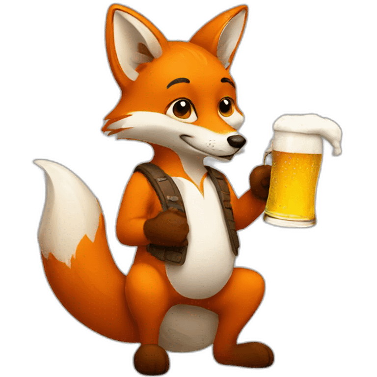 fox holding beer emoji