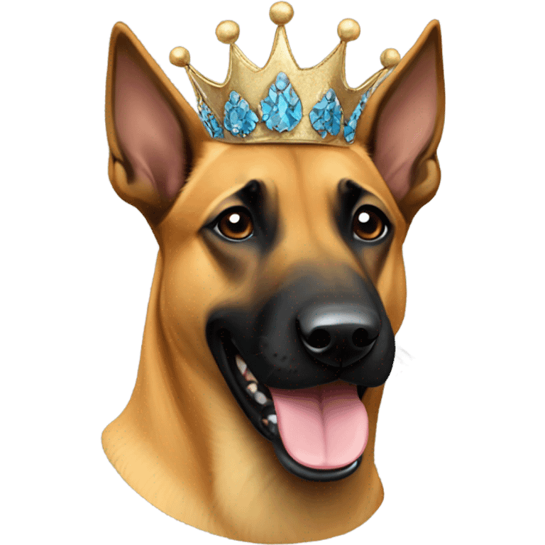 Belgian malinois wearing crown emoji