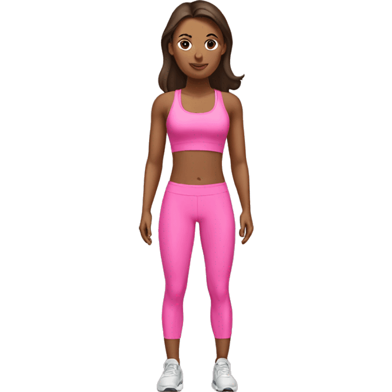 Brunette white woman in pink workout set  emoji