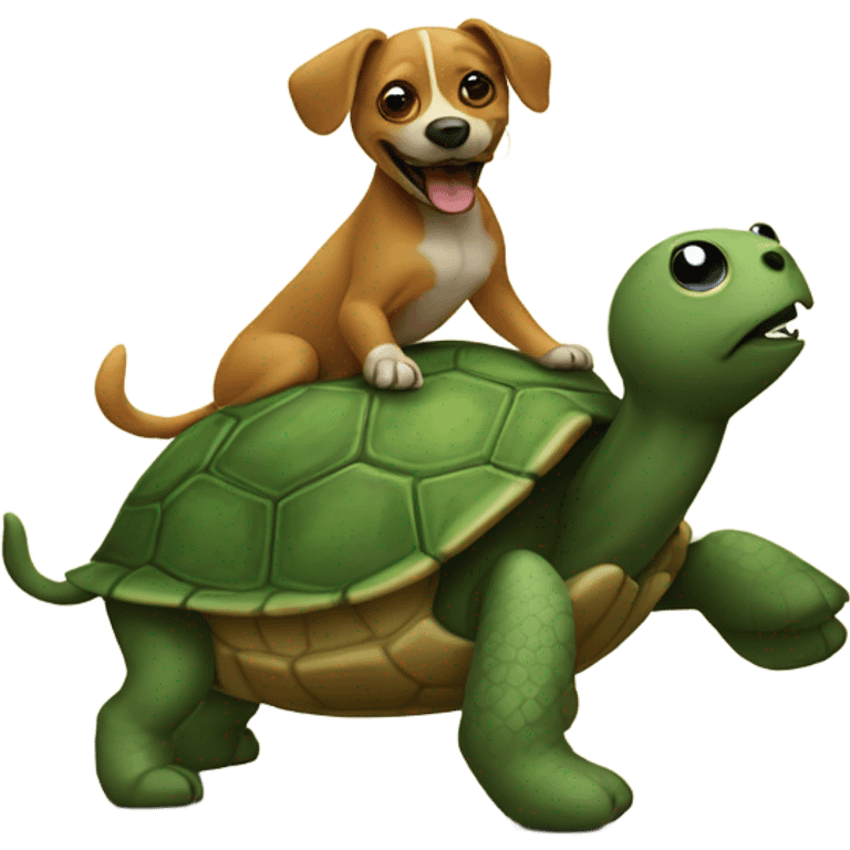 Dog dancing on a turtle emoji