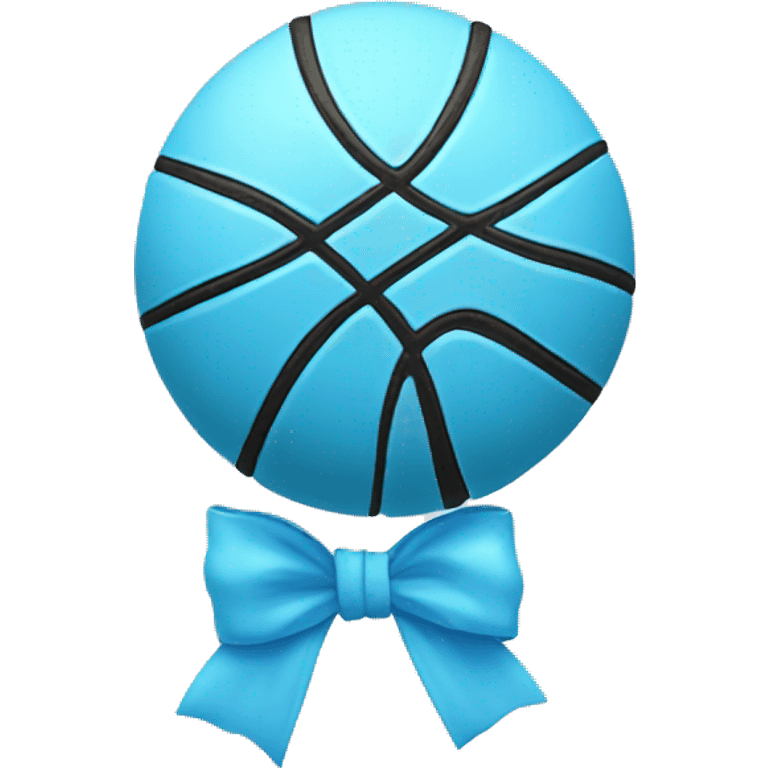 Light blue basketball with light blue bow  emoji