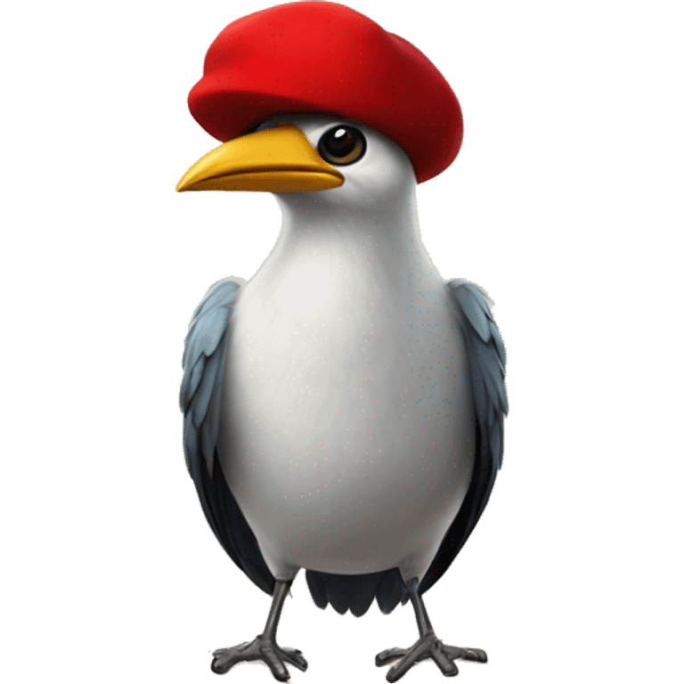 A bird ready a book with a red hat  emoji