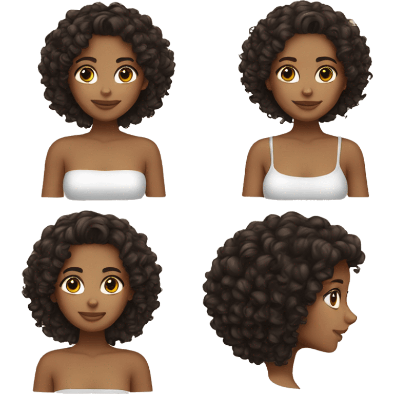 Tan girl brown black curly hair coloring emoji