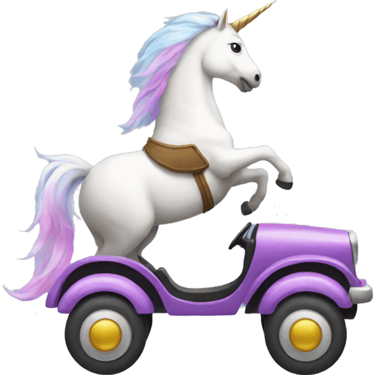 Unicorn driving emoji