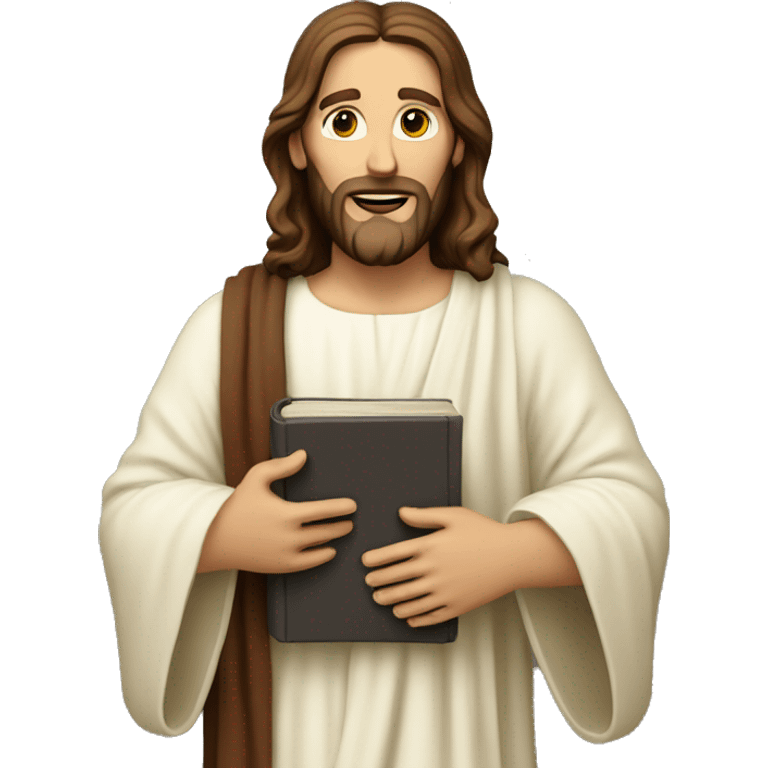 Jesus Christ holding an open Bible emoji